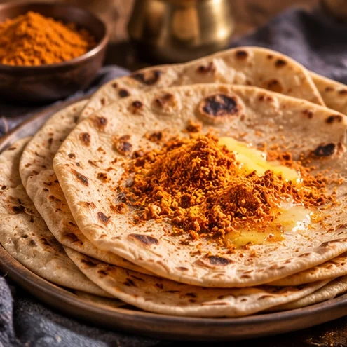 Chapathi with Putnala Podi and a little ghee